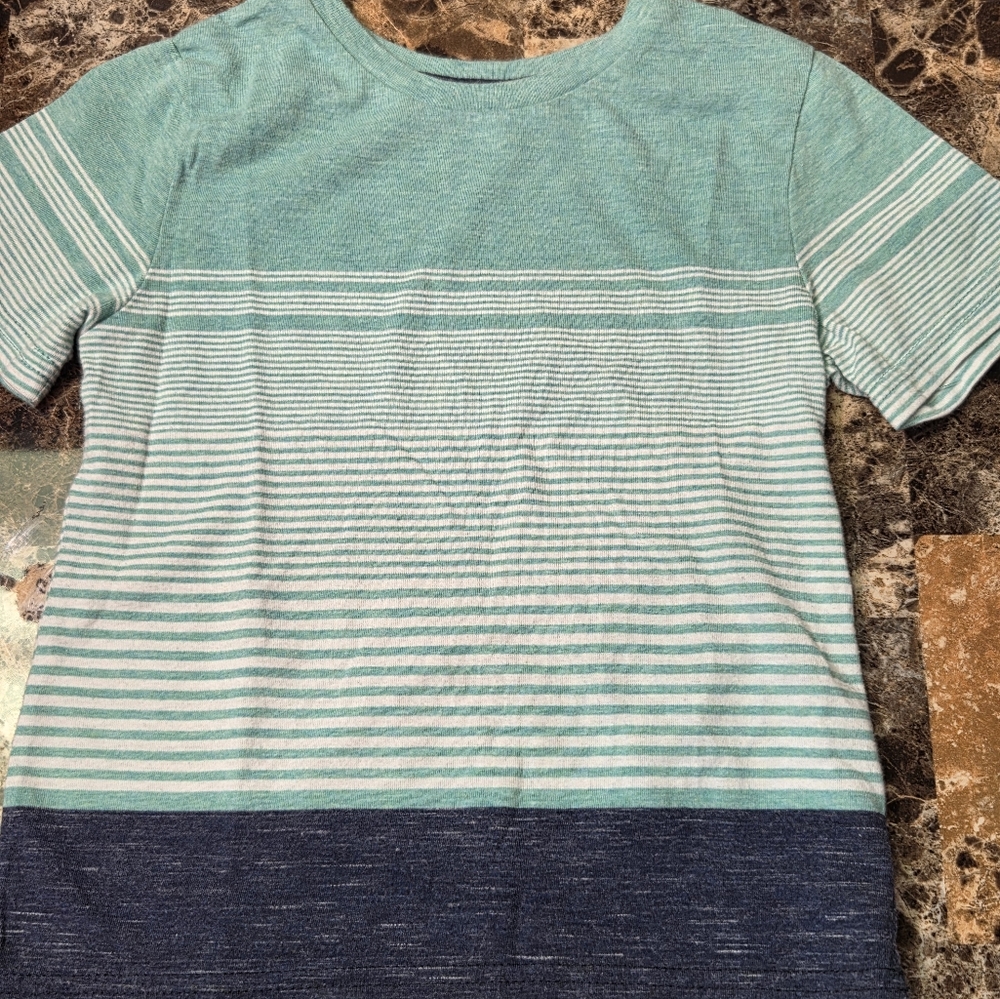 Boy's/ Arizona Jean Co/ Navy Blue-Light Green Striped T-Shirt/ NWOT/ Size 4/5T